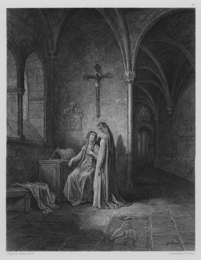 Escena del claustro de Gustave after Dore